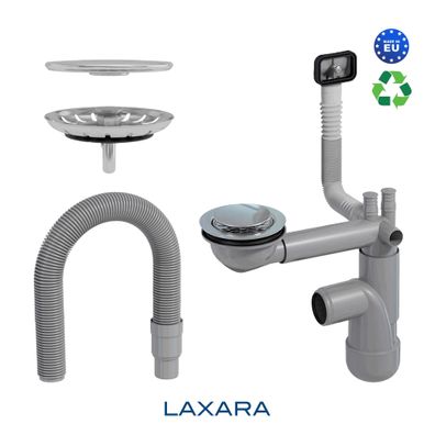 Teleskop Siphon für platzsparende Küchenspülen/Spülbecken für 1 Becken + Magnet