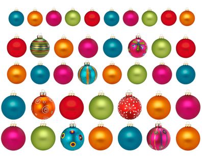Weihnachtskugeln Glas 4-8cm mit Motiv 40er Set - Mille Fiori