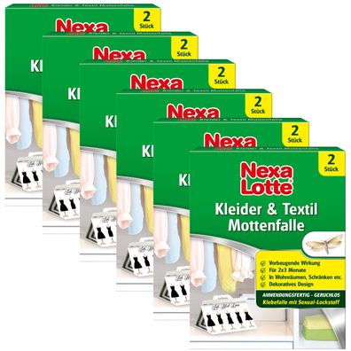6 x NEXA LOTTE® Kleider & Textil Mottenfalle, 2 Stück