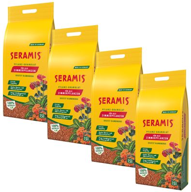 4 x SERAMIS® Pflanz-Granulat für Zimmerpflanzen, 15 Liter