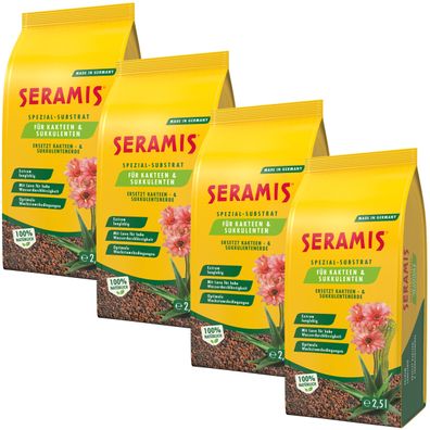 4 x SERAMIS® Spezial-Substrat für Kakteen und Sukkulenten, 2,5 Liter