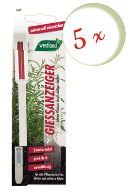 5 x WESTLAND® Gießanzeiger für Blumenerde, 16 cm weiß