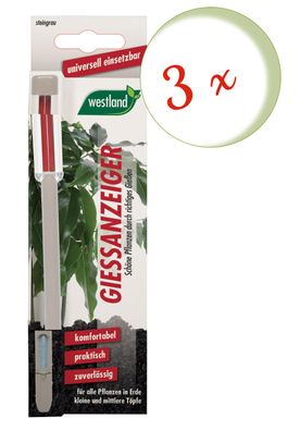 3 x WESTLAND® Gießanzeiger für Blumenerde, 16 cm steingrau