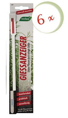 6 x WESTLAND® Gießanzeiger für Blumenerde, 26 cm weiß