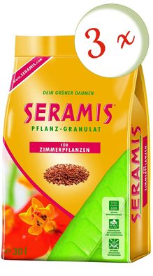 3 x SERAMIS® Pflanz-Granulat für Zimmerpflanzen, 30 Liter
