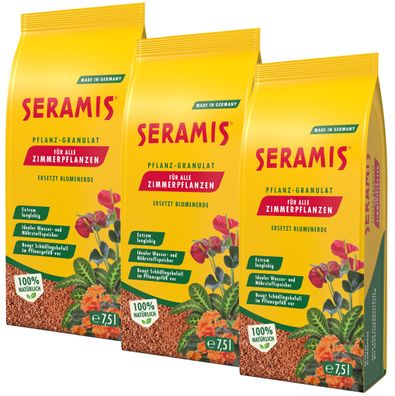 3 x SERAMIS® Pflanz-Granulat für Zimmerpflanzen, 7,5 Liter