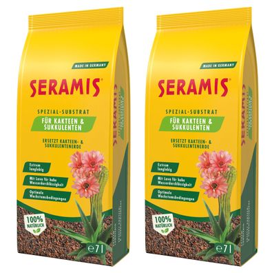 2 x SERAMIS® Spezial-Substrat für Kakteen und Sukkulenten, 7 Liter