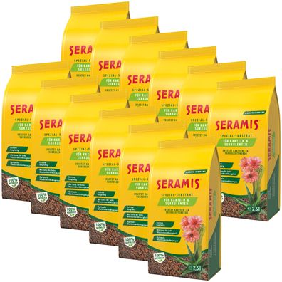 12 x SERAMIS® Spezial-Substrat für Kakteen und Sukkulenten, 2,5 Liter