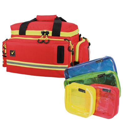 tee-uu MUC-M Notfalltasche 43 x 25 x 29,5 cm mit PRAXIS Modultaschen-Set MIXED