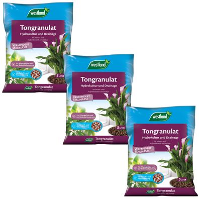 3 x WESTLAND® Tongranulat, 5 Liter