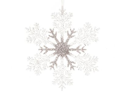 Anhänger XL Schneeflocke Kunststoff 21cm 1 Stück