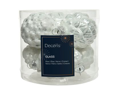 Christbaumschmuck Zapfen 7cm Glas 6 Stück - Winterweiß