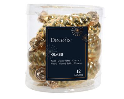 Christbaumschmuck Zapfen 6cm Glas 12 Stück - Hellgold