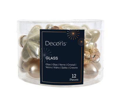 Christbaumschmuck Sterne 4cm Glas 12 Stück - Perle