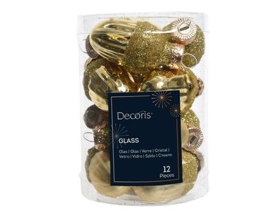 Christbaumschmuck Eicheln 4cm Glas 12 Stück - Hellgold