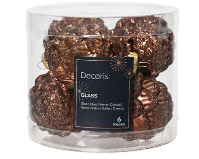 Christbaumschmuck Zapfen 7cm Glas 6 Stück - Espressobraun
