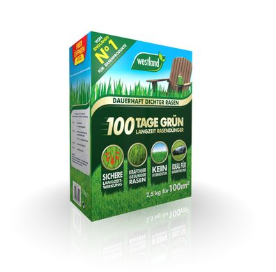 WESTLAND® 100 Tage Grün - Langzeit Rasendünger, 2,5 kg für 100 m²