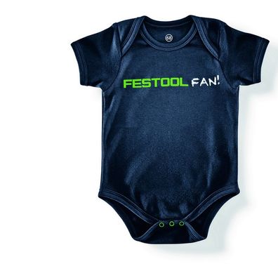 Festool Babybody Fan Größe 68 blau 202307 Logo Baumwolle Ökotex Body