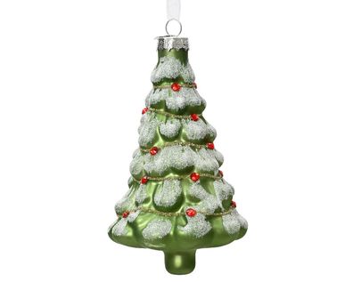 Christbaumschmuck Glas Christbaum mit Strass 12cm - Grün