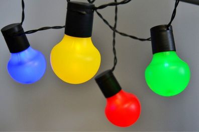 LED Party-Lichterkette 10 m, mit 20 Birnen bunt für innen und außen