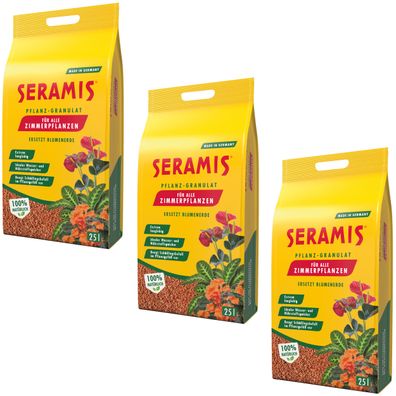 3 x SERAMIS® Pflanz-Granulat für Zimmerpflanzen, 25 Liter