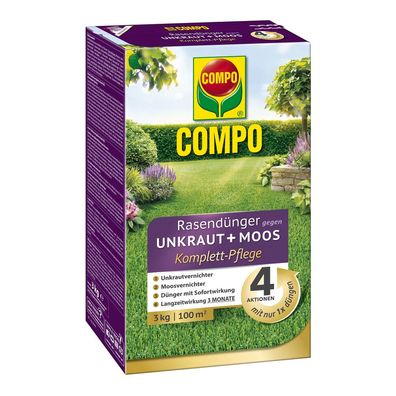 COMPO Rasendünger gegen Unkraut + Moos Komplettpflege, 3 kg