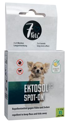 7Pets® Ektosol EC Spot-on Oil für Hunde 1 bis 4 kg, XS, 0,7 ml