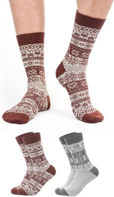 Footnote Wollsocken - 40% Wolle, atmungsaktiv und wärmend - 2 Paar (grau & rot)
