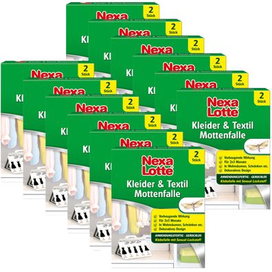 12 x NEXA LOTTE® Kleider & Textil Mottenfalle, 2 Stück