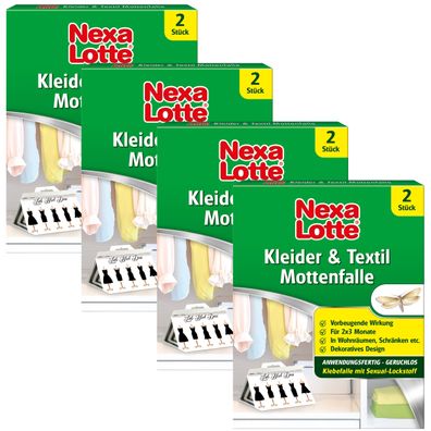 4 x NEXA LOTTE® Kleider & Textil Mottenfalle, 2 Stück