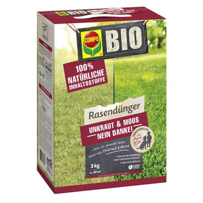 COMPO BIO Rasendünger Unkraut & Moos Nein Danke!, 3 kg