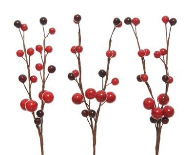 Dekozweige künstlich mit Beeren 8cm, 3 Stück