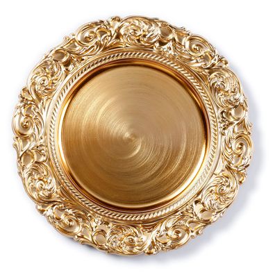 Dekoteller Kunststoff mit Ornamenten am Rand 33cm gold