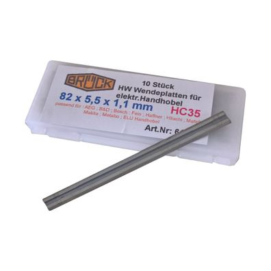 Brück HM Wendeplatten HW 82 x 5,5 x 1,1 mm Z2 Hobelmesser Wendemesser 10 Stück