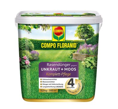 COMPO Rasendünger gegen Unkraut + Moos Komplettpflege, 9 kg