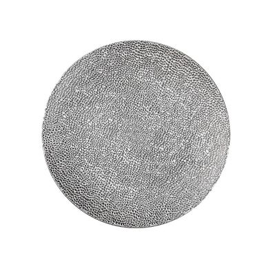Dekoteller 33cm Kunststoff gehämmerte Optik - Silber