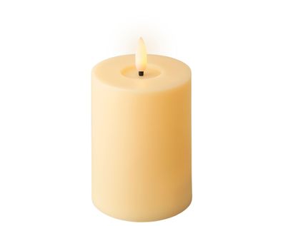 LED Kerze 7x12cm mit Timer Outdoor Kunststoff Creme / Warmweiß