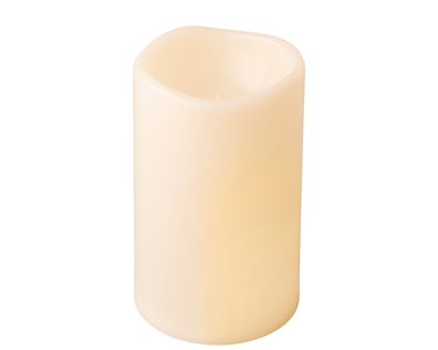 LED Kerze 12x20cm mit Timer Outdoor Kunststoff Creme / Warmweiß