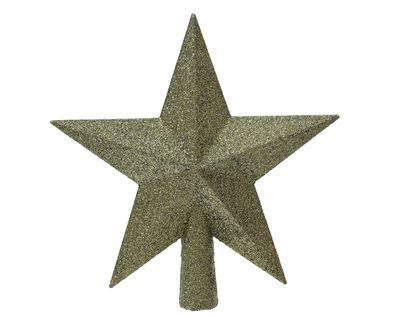 Christbaumspitze Stern mit Glitzer 19cm Kunststoff - Rosmarin
