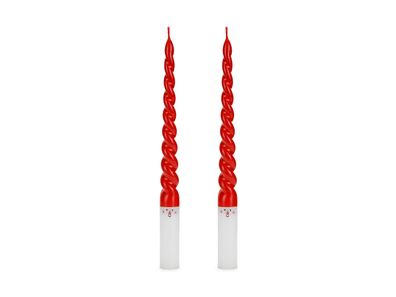 Spitzkerzen Paraffin 25cm Weihnachtsmann 2er Set Rot / Weiß