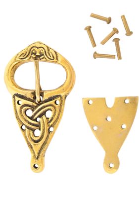 Wikinger Gürtelschnalle mit Nieten, Messing