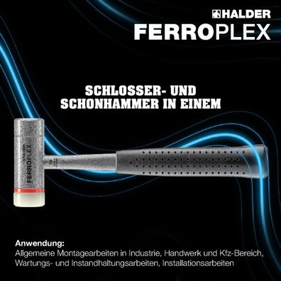Halder Ferroplex Kombi-Hammer 2 in 1 Stahlrohrstiel 600 g Ø 30mm 3677.030