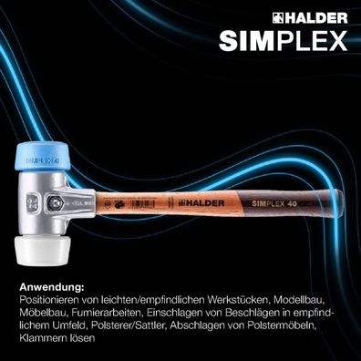 Halder Simplex Schonhammer Aluminiumgehäuse Holzstiel Ø50mm Länge 110mm 3117.051