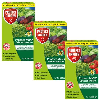 3 x Protect GARDEN® Protect MaXX Schneckenkorn Wirkstoff Metaldehyd, 1 kg
