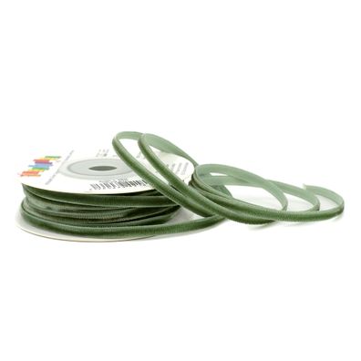Samtband 3mm x 10m Rolle Moosgrün