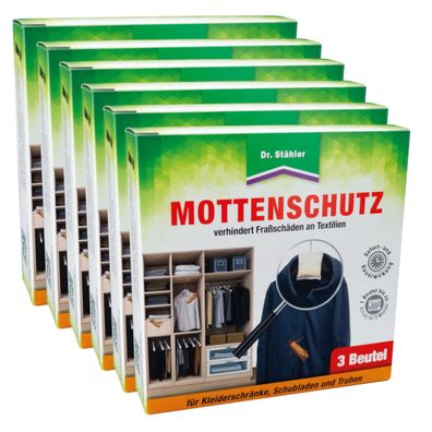 6 x DR. Stähler Mottenschutz, 3 Beutel