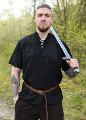 Mittelalter-Hemd, kurzarm, schwarz
