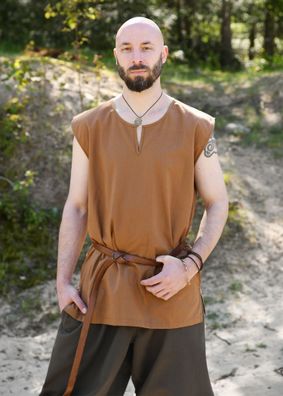 Einfache Mittelalter Tunika Clement, ärmellos, beigebraun