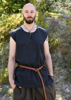 Einfache Mittelalter Tunika Clement, ärmellos, dunkelblau