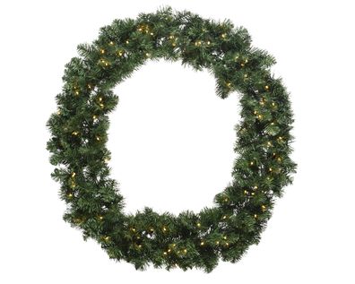 Künstlicher Tannenkranz 50cm mit LED Lichtern Grün / Warmweiß